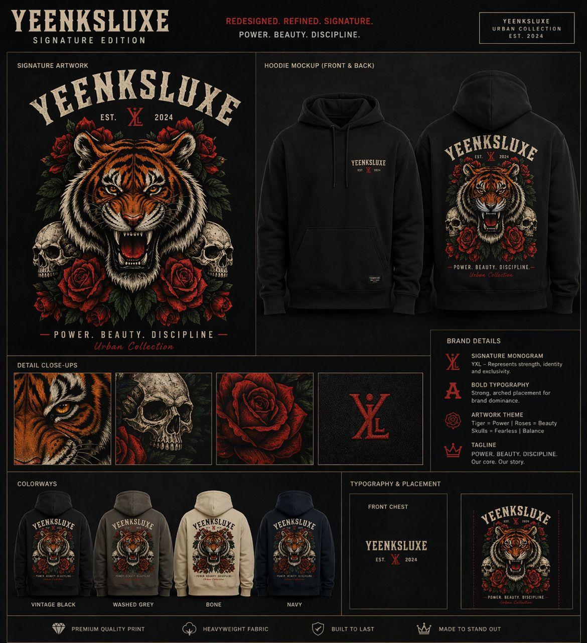 YEENKSLUXE signature tiger hoodie artwork